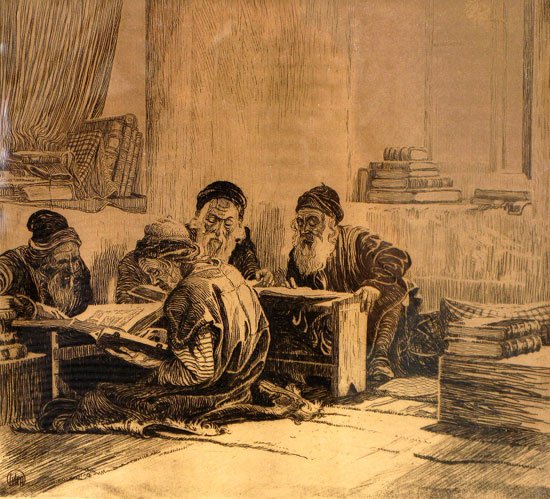 Ephraim Moses Lilian, The Talmud Students (1915). Source: Wikimedia Commons.