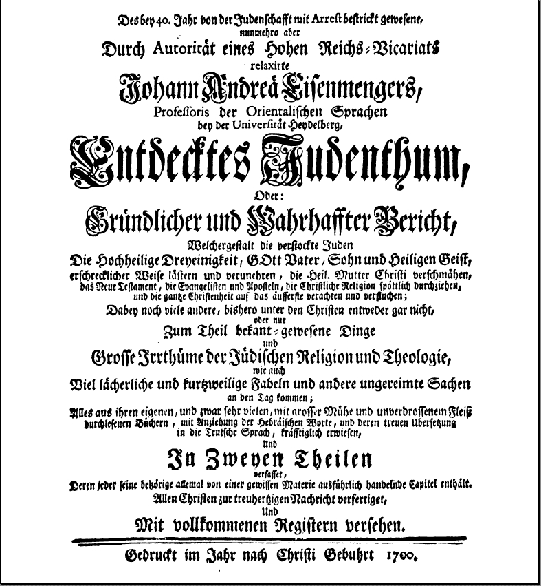 Johann Eisenmenger and the&nbsp;Talmud