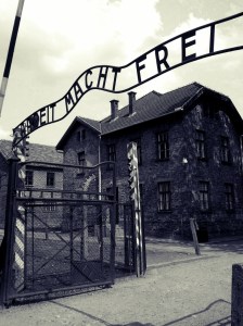 Entrance to Auschwitz. Photo by Petar Milosevic via Wikimedia Commons.