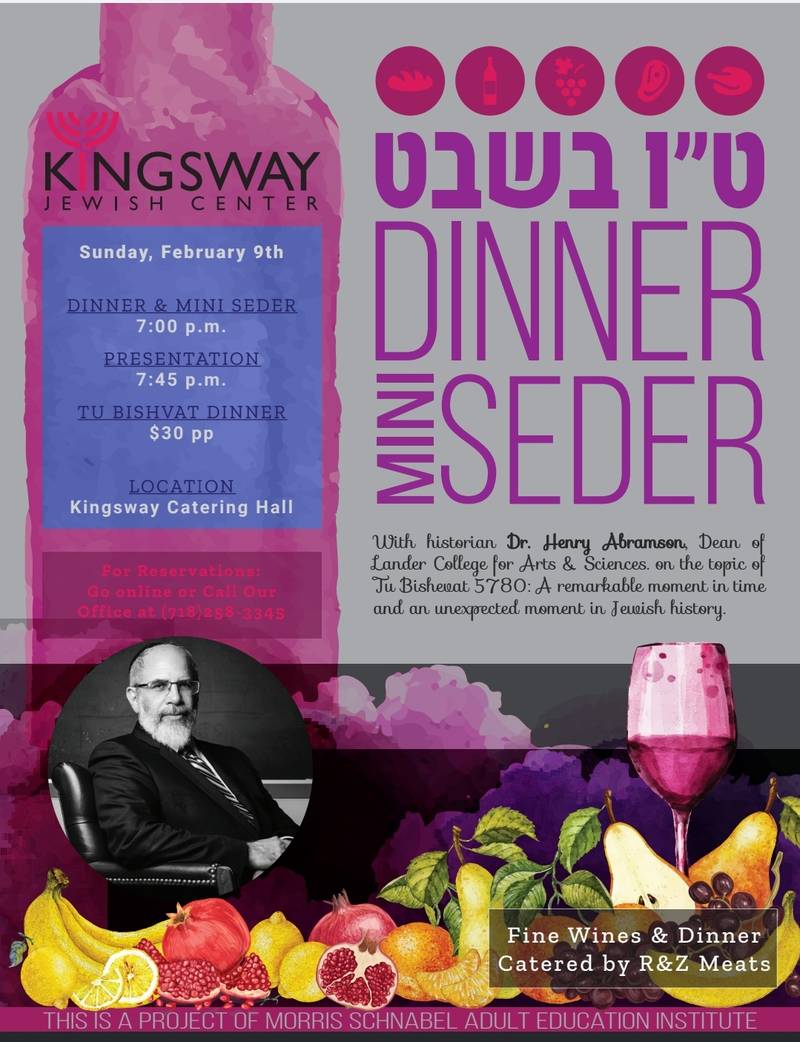 Join me for a Tu B’Shvat Dinner and Lecture at the Kingsway Jewish&nbsp;Center