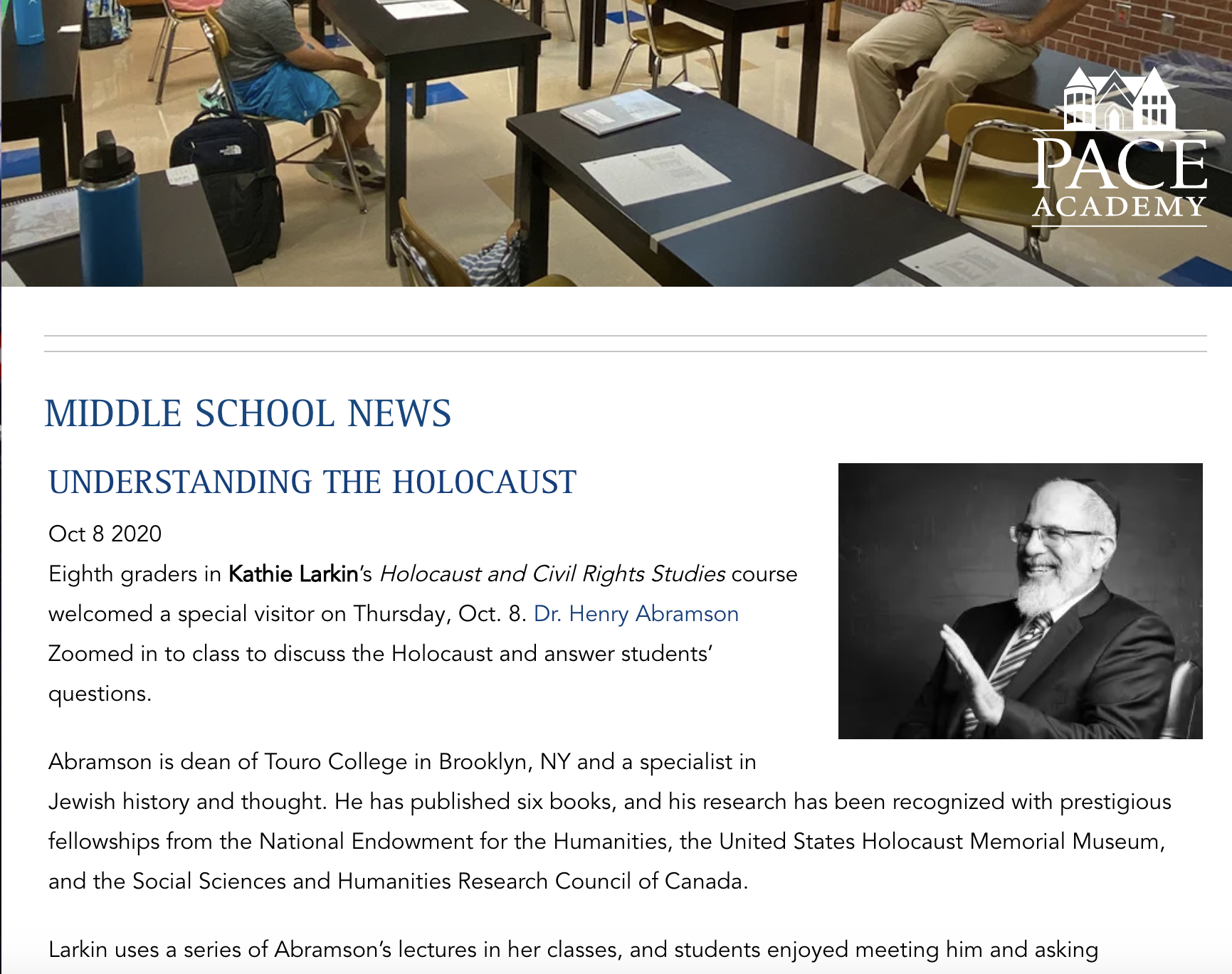 Speaking to 8th Graders at Pace Academy,&nbsp;Atlanta