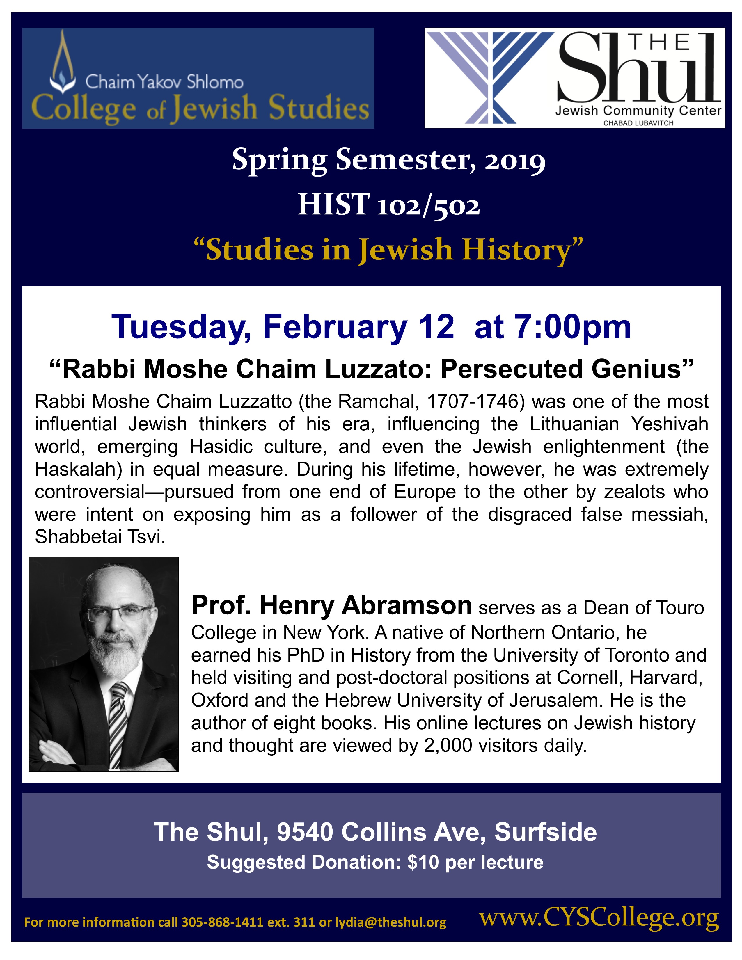 Hist 102 - Spring 2019 - Flyer - Henry Abramson