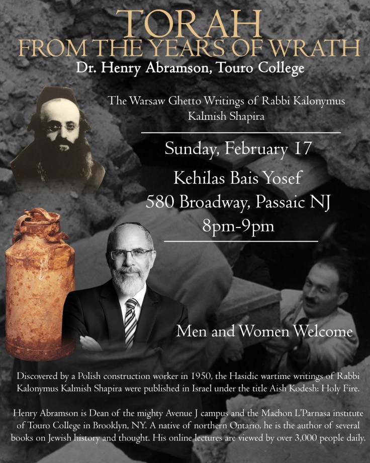 Tonight in Passaic/Clifton: Torah from the Years of&nbsp;Wrath