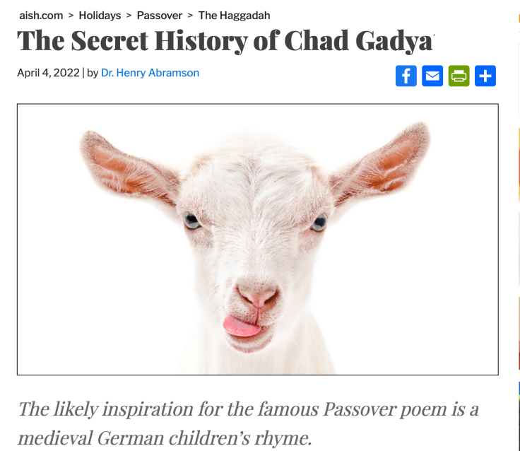 A Passover Message from 418 BCE; The Mayor of Kyiv and his Jewish Grandmother; Secret History of Chad&nbsp;Gadya